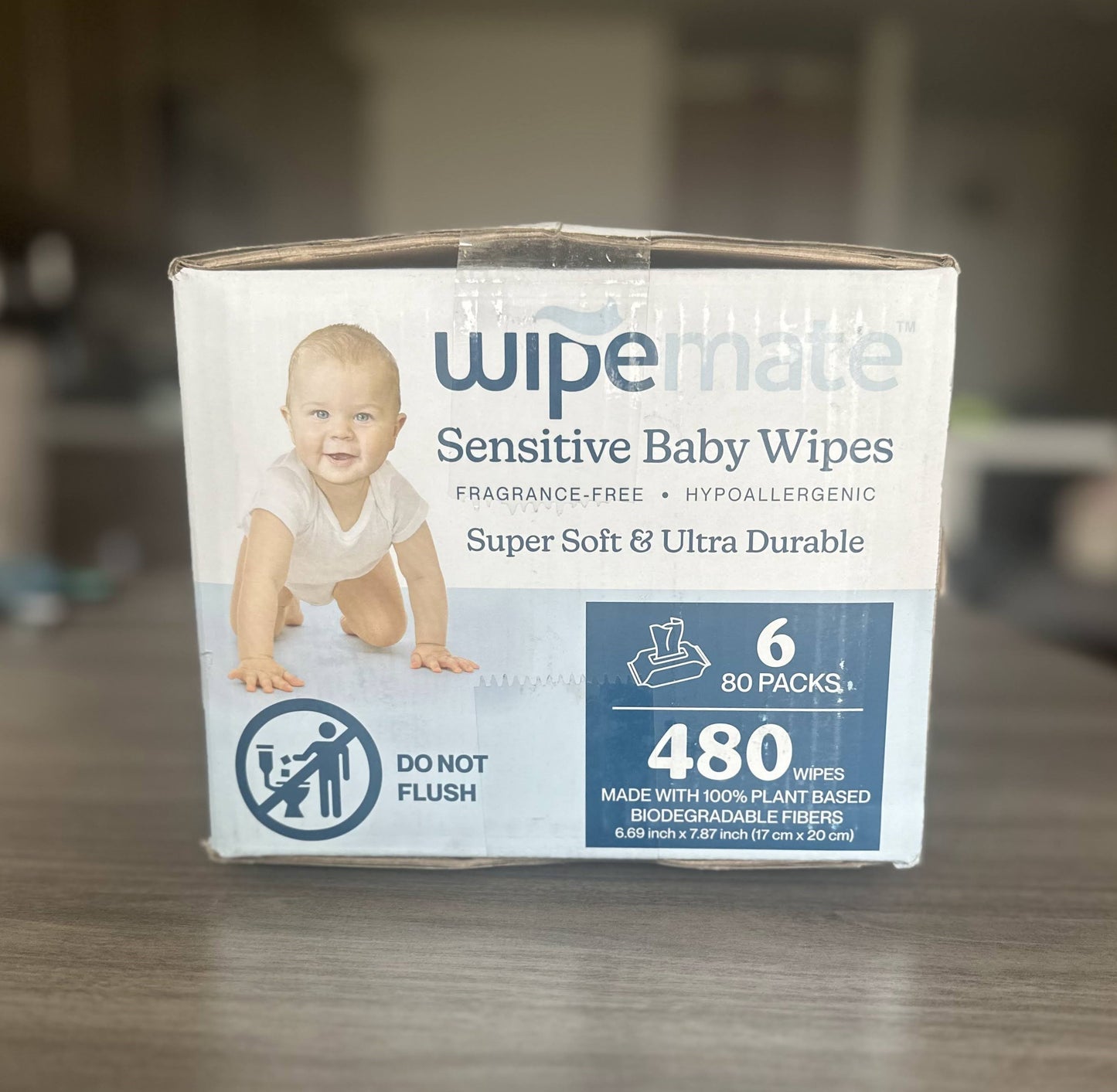 Wipemate Sensitive Baby Wipes, 6 Flip-Top Packs (480 Count)