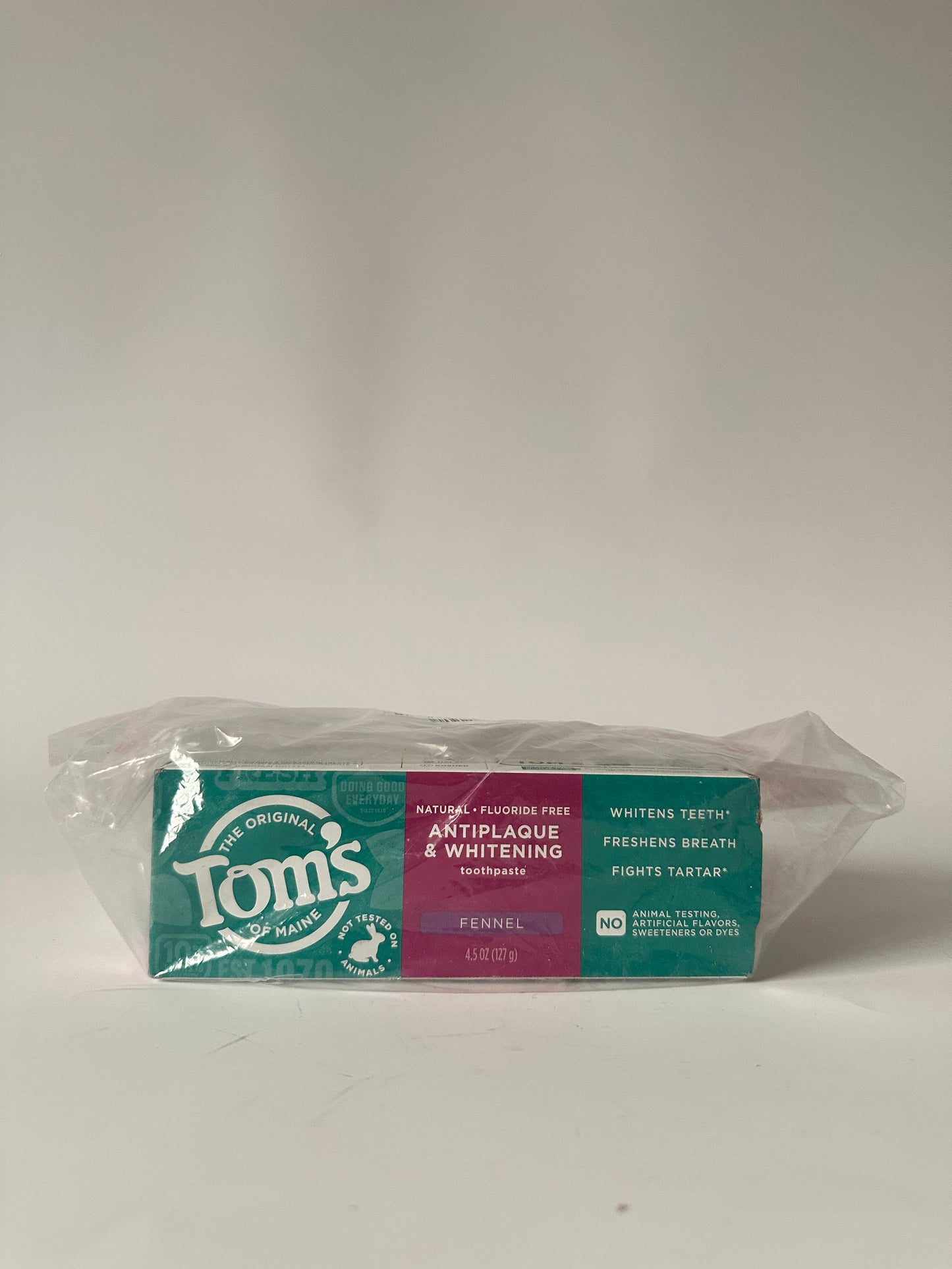 Tom's of Maine Antiplaque and Whitening Toothpaste, Fluoride Free, Fennel, 4.5 Oz each, pack of 3