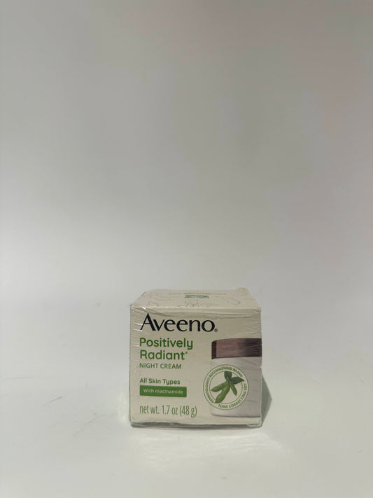 Aveeno Positively Radiant Moisturizing Face & Neck Night Cream with Tone Correcting Soy & Niacinamide, Night Cream Targets Dull Skin & Evens Skin Tone & Texture, Hypoallergenic, 1.7 oz