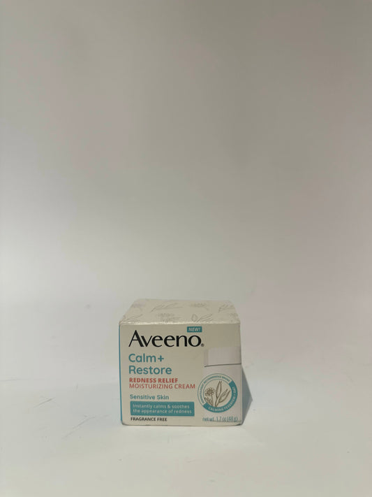 Aveeno Calm + Restore Facial Cream for Redness Relief, Soothing Face Moisturizer for Sensitive Skin, Hypoallergenic Formula, Fragrance-Free, 1.7 OZ