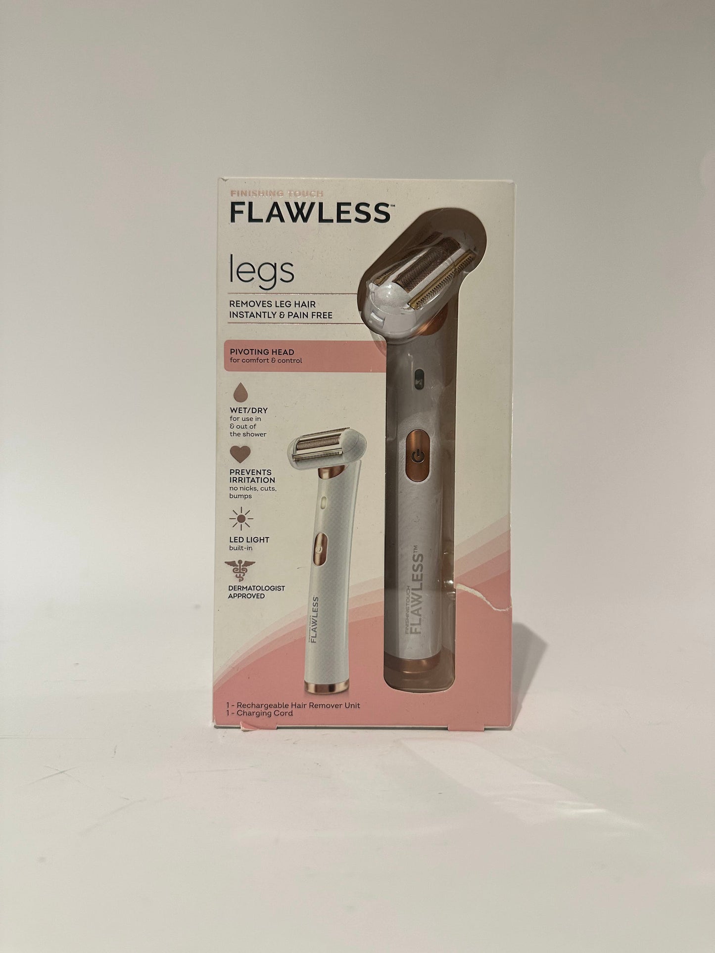 Finishing Touch Flawless Legs, Electric Razor for Women, Pivoting Head Leg Hair Remover with LED Light for Instant and Painless Leg Hair Removal