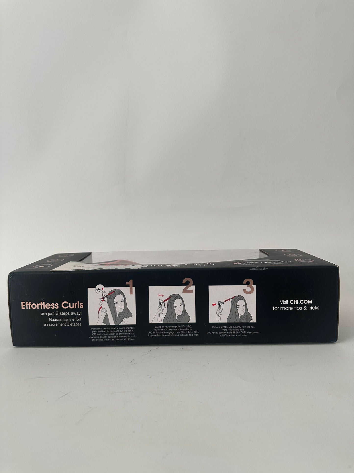 CHI Spin N Curl, Curling Iron For Healthy & Shiny Effortless Curls & Waves, Provides Preset Temperature Settings For Each Hair Texture, Rose Gold