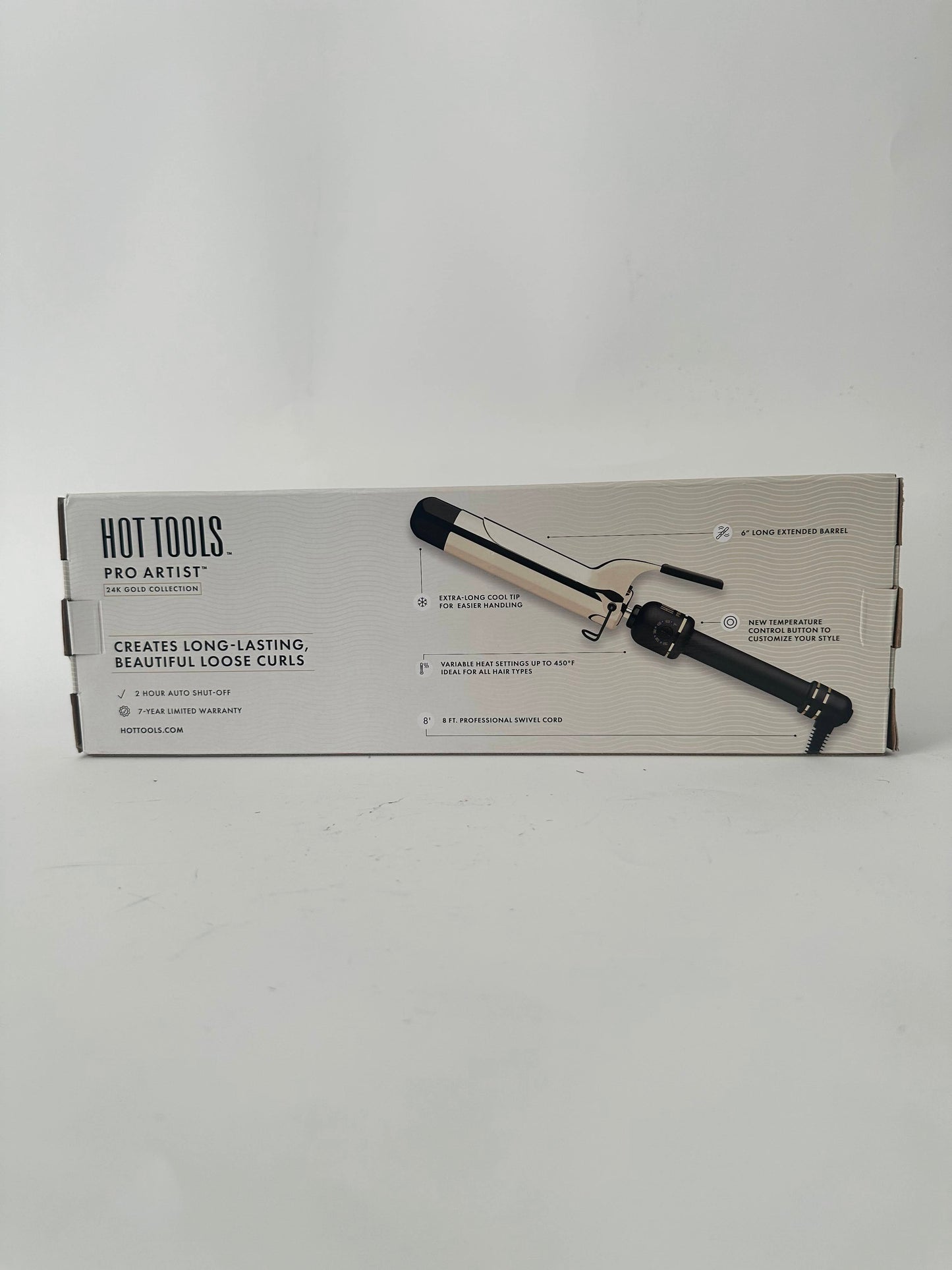 HOT TOOLS New and Improved 24K Gold Professional 1.5" Extended Barrel Curling Iron with Clamp for Loose Curls | 24K Gold Technology for Long-Lasting Results & Longer Barrel for Easy Styling
