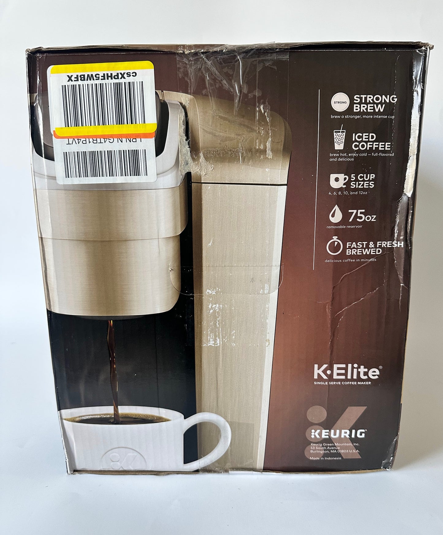 Keurig K-Elite Single Serve K-Cup Pod Coffee Maker, with Strength and Temperature Control, Iced Coffee Capability, 8 to 12oz Brew Size, Programmable, Brushed Gold