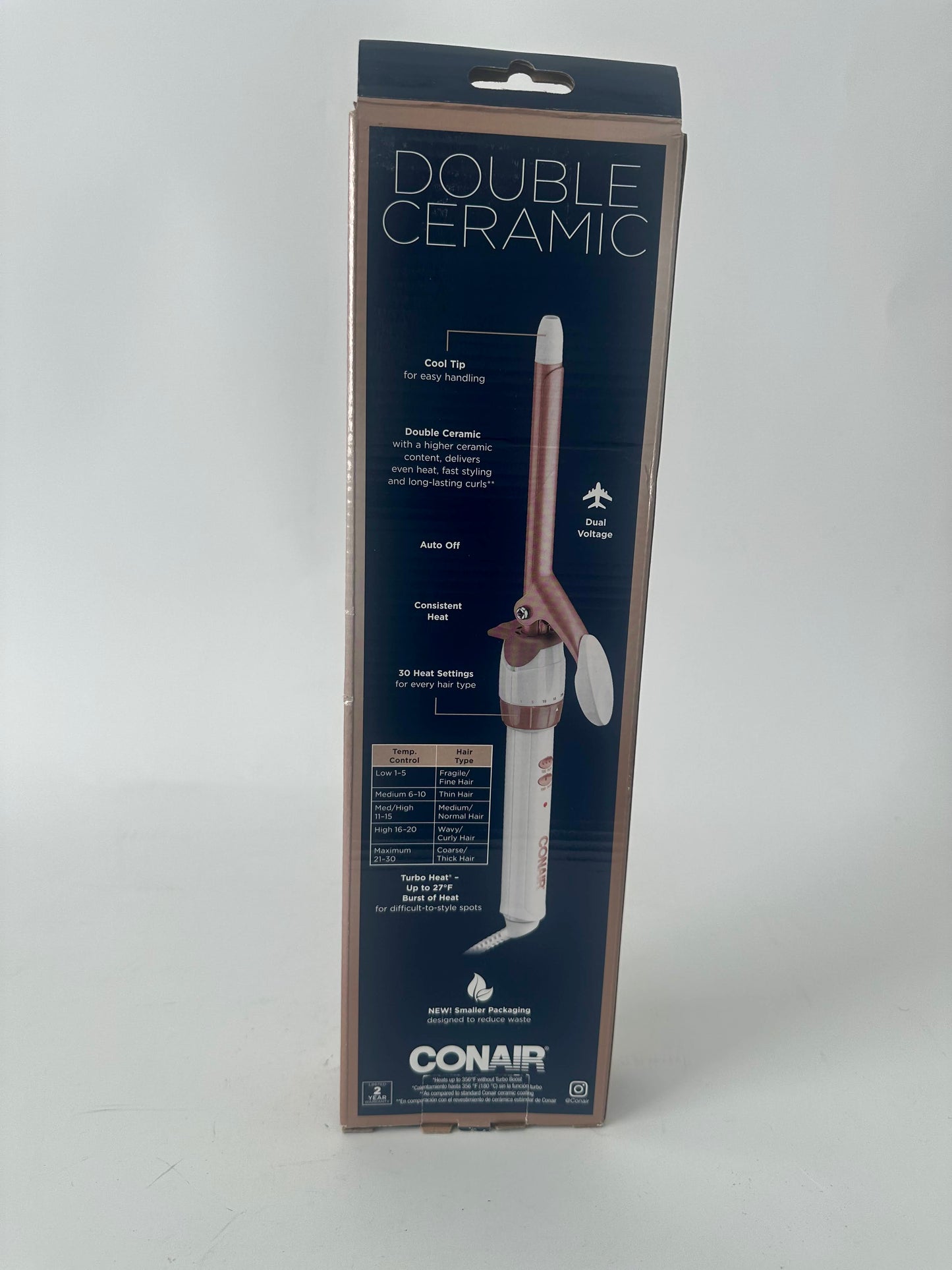 Conair Double Ceramic 1/2-Inch Curling Iron, 1/2-inch barrel produces spiral curls for use on short to medium hair
